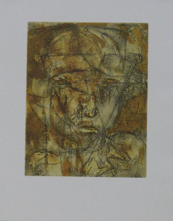 Click the image for a view of: Kagiso Pat Mautloa. Version of rusty yellow. 2009. Intaglio prints. 496X391mm